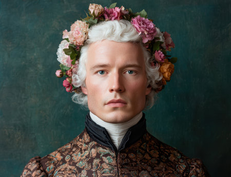 Elegant gentleman with floral crownの素材