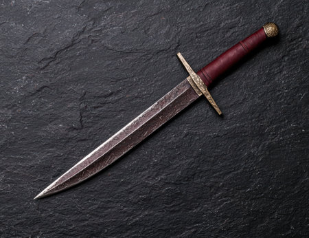 Ornate dagger on dark slate backgroundの素材