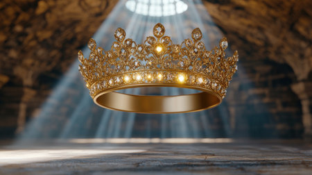Elegant golden crown with sparkling diamondsの素材