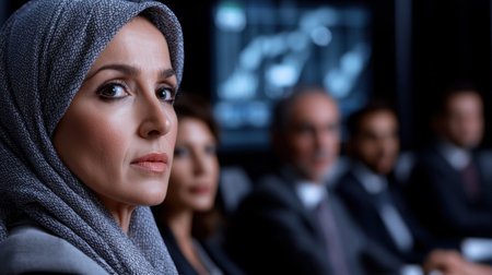 woman in hijab looking seriousの素材