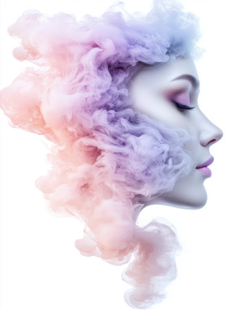Ethereal smoke portrait with vibrant colorsの素材