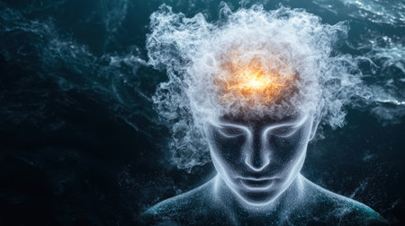 Surreal glowing energy emanating from a mysterious figureの素材