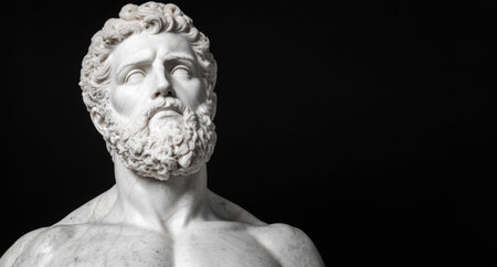 Dramatic portrait of a classical marble statueの素材