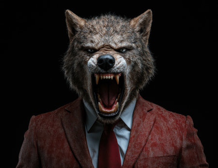 Fierce wolf in a business suitの素材