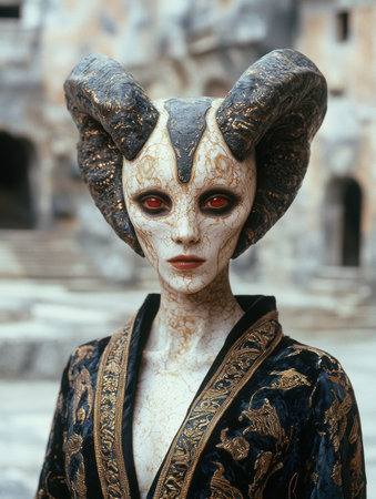 Mysterious alien creature in ornate costumeの素材