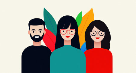diverse group of stylized peopleの素材
