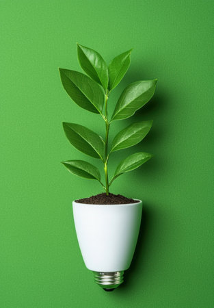 Eco-friendly plant growing in light bulbの素材