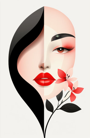 Elegant woman with floral designの素材