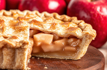 Delicious homemade apple pie with flaky crustの素材