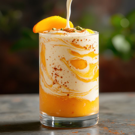 Refreshing orange cocktail with cream and spicesの素材