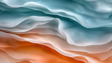 Flowing abstract waves of turquoise and orangeの素材