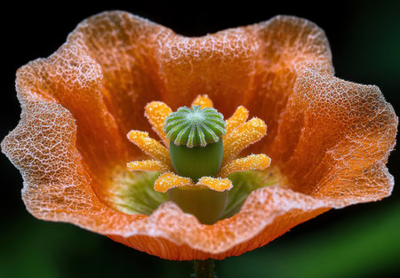 Vibrant orange poppy flower with intricate detailsの素材