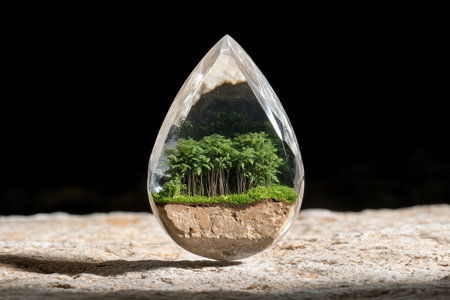 Miniature forest landscape in glass teardropの素材