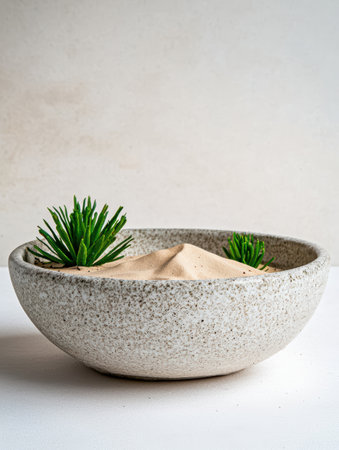 Minimalist succulent garden in ceramic planterの素材