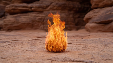 Flickering flames of a campfire in the desertの素材