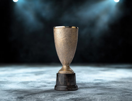 golden trophy on dark backgroundの素材