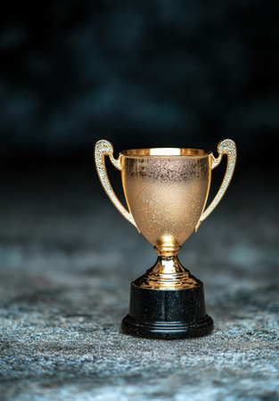 Golden trophy on dark backgroundの素材