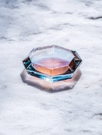 Colorful crystal on snowy backgroundの素材