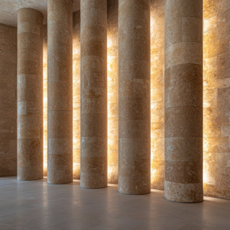 Elegant stone columns in a grand interiorの素材