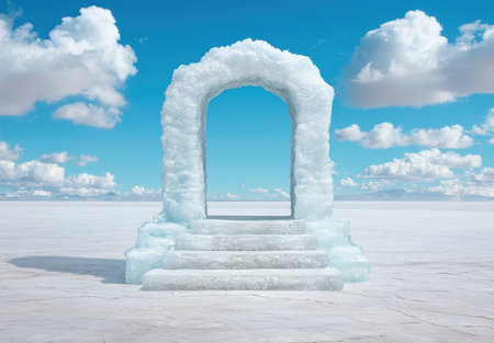 Frozen archway in winter landscapeの素材