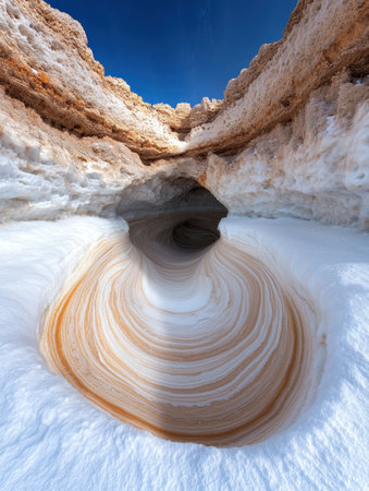 Stunning natural formation in snowy landscapeの素材