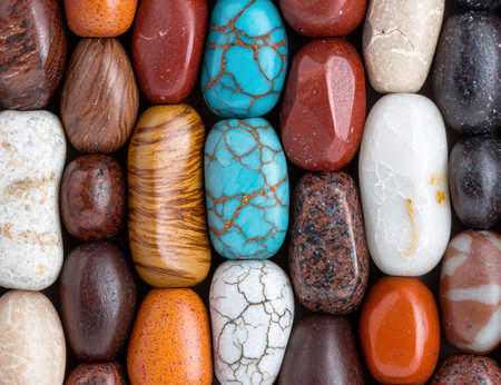 Assortment of colorful natural stones and mineralsの素材