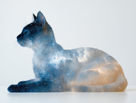 Cosmic cat with galaxy furの素材