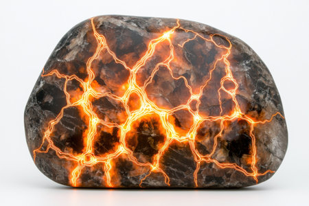 Glowing rock with fiery cracksの素材
