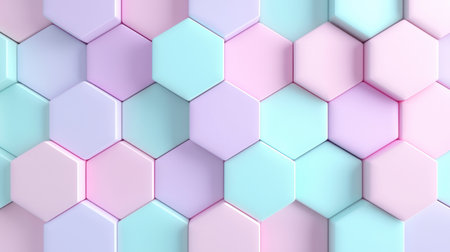 Vibrant pastel hexagon pattern backgroundの素材