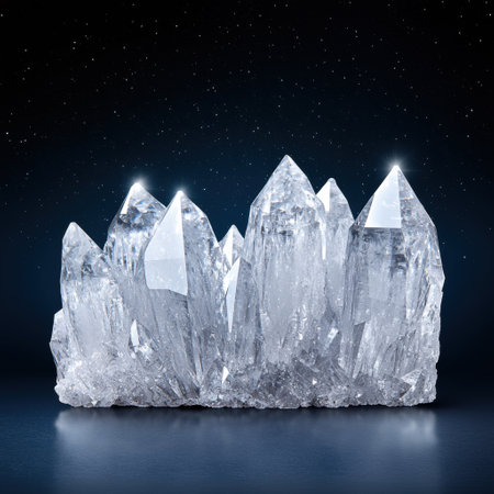 Majestic crystal formations against a starry night skyの素材