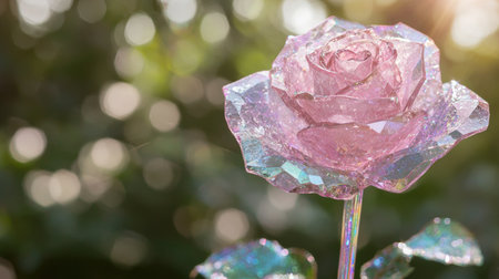 Sparkling crystal rose in natureの素材
