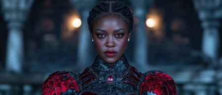 powerful woman in dramatic costumeの素材