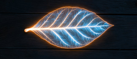Glowing leaf with intricate veinsの素材