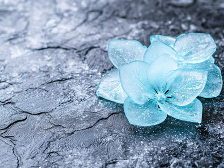 Frozen floral beauty on icy surfaceの素材