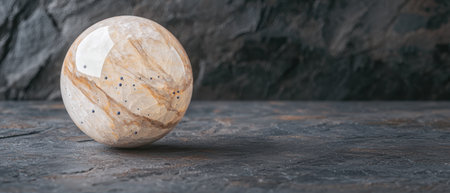 Decorative stone sphere on slate backgroundの素材