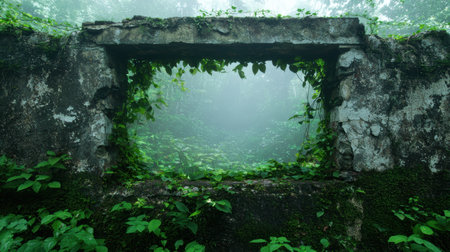 Enchanted forest archway with lush greeneryの素材