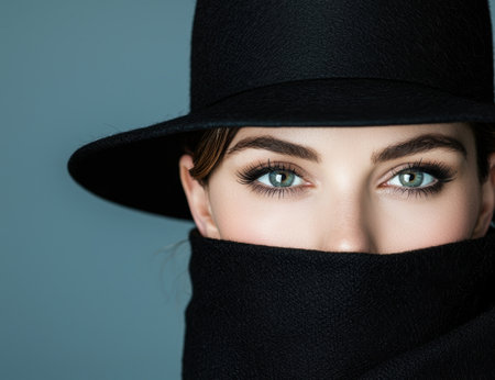 mysterious woman in black veilの素材