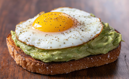 Delicious fried egg on avocado toastの素材