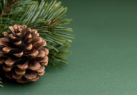 pine cone on green backgroundの素材