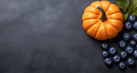 Autumn harvest still life with pumpkin and blueberriesの素材