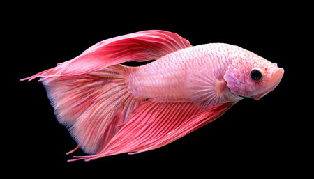 Vibrant pink betta fish with flowing finsの素材