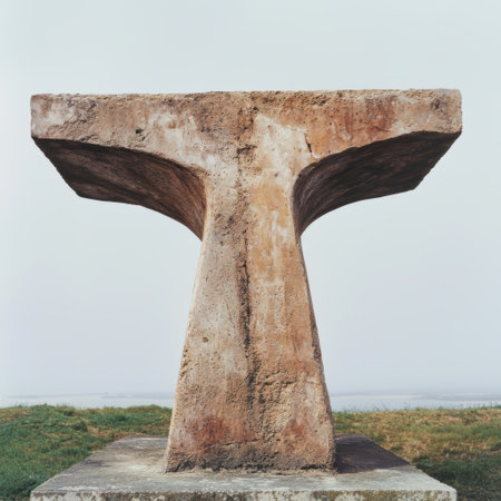 Weathered concrete sculpture with wingsの素材