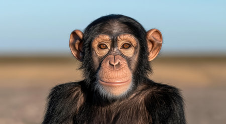 close up portrait of a chimpanzeeの素材