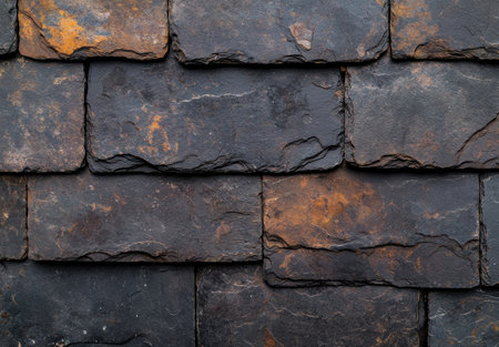 Textured slate stone wall backgroundの素材