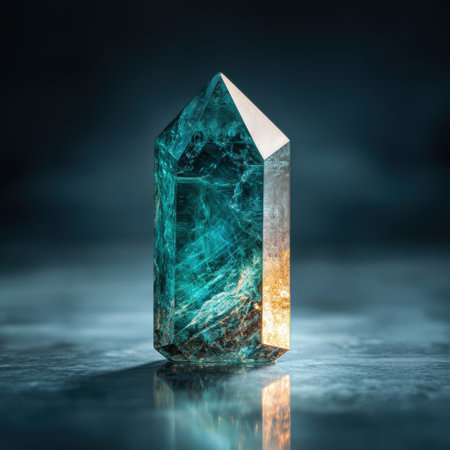 Mesmerizing crystal quartz gemstone in waterの素材