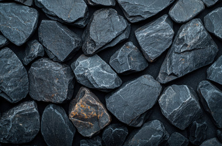 Rugged black slate rocks backgroundの素材