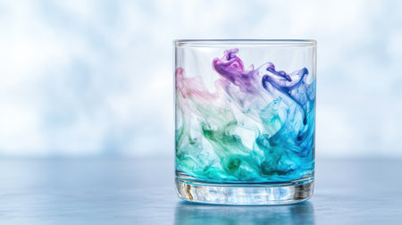 Colorful swirling ink in a glassの素材
