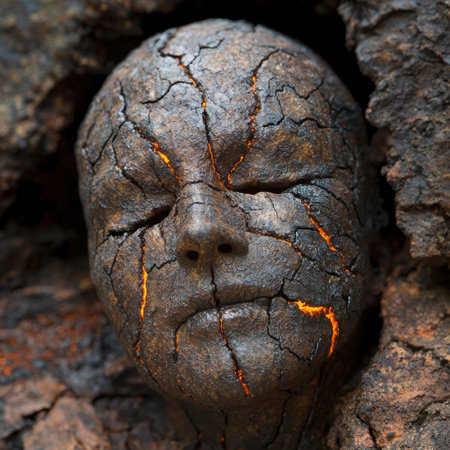 Cracked and weathered rock formationの素材