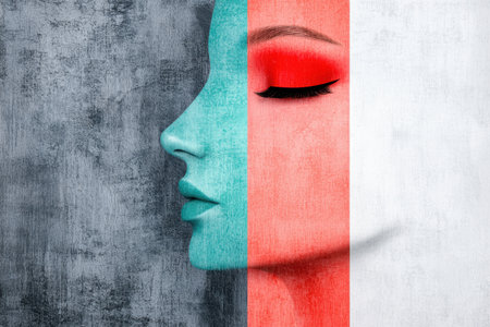 Close-up of a face with vibrant colorsの素材