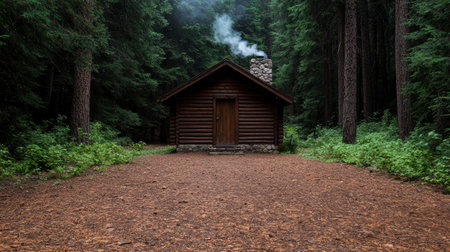 Cozy log cabin in the woodsの素材